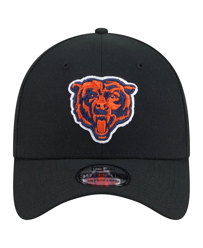 New Era Men's Black Chicago Bears Core Team 39THIRTY Flex Hat