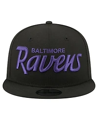 New Era Men's Black Baltimore Ravens Core Team Script 9FIFTY Snapback Hat