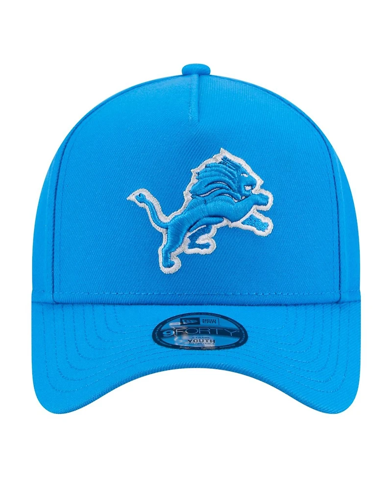 New Era Big Boys and Girls Blue Detroit Lions 9FORTY A-Frame Adjustable Hat