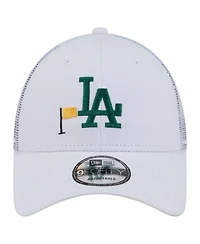 New Era Men's White Los Angeles Dodgers Flag 9FORTY Trucker Adjustable Hat