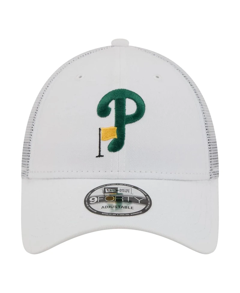 New Era Men's White Philadelphia Phillies Flag 9FORTY Trucker Adjustable Hat