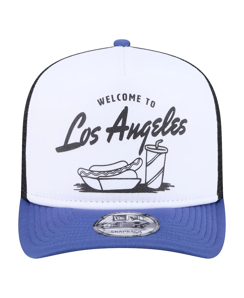 New Era Men's White/Royal Los Angeles Dodgers Foodie A-Frame 9FIFTY Trucker Snapback Hat