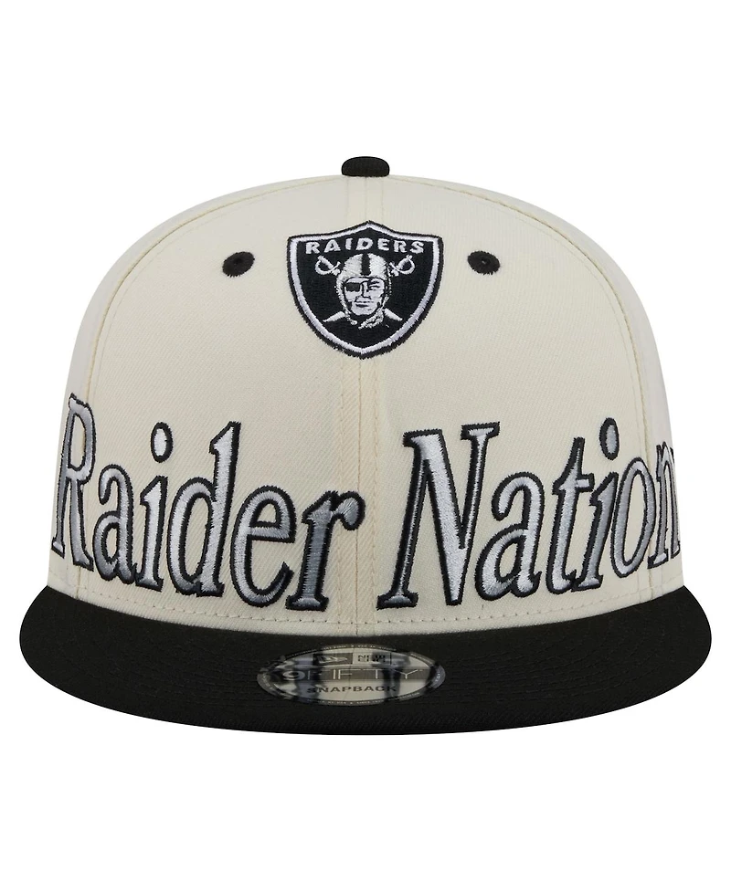 New Era Men's Cream Las Vegas Raiders Oversized Slogan 9FIFTY Snapback Hat