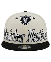 New Era Men's Cream Las Vegas Raiders Oversized Slogan 9FIFTY Snapback Hat