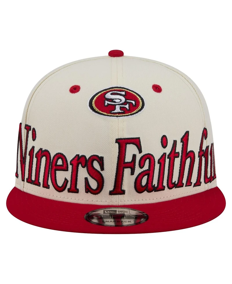 New Era Men's Cream San Francisco 49ers Oversized Slogan 9FIFTY Snapback Hat