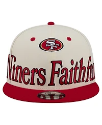 New Era Men's Cream San Francisco 49ers Oversized Slogan 9FIFTY Snapback Hat