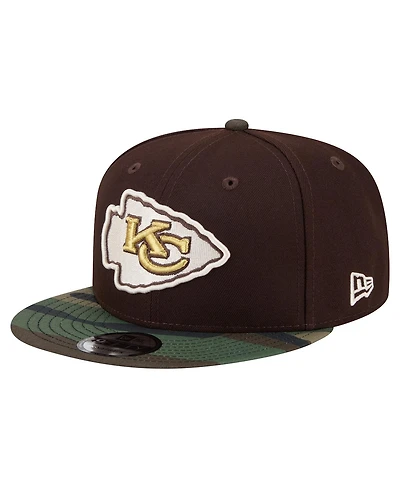 New Era Men's Dark Brown Kansas City Chiefs Burnt Wood Camo 9FIFTY Snapback Hat