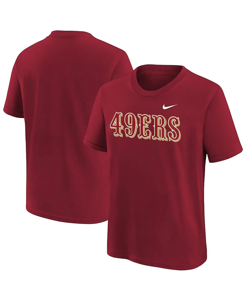 Nike Big Boys and Girls Scarlet San Francisco 49ers Wordmark T-Shirt
