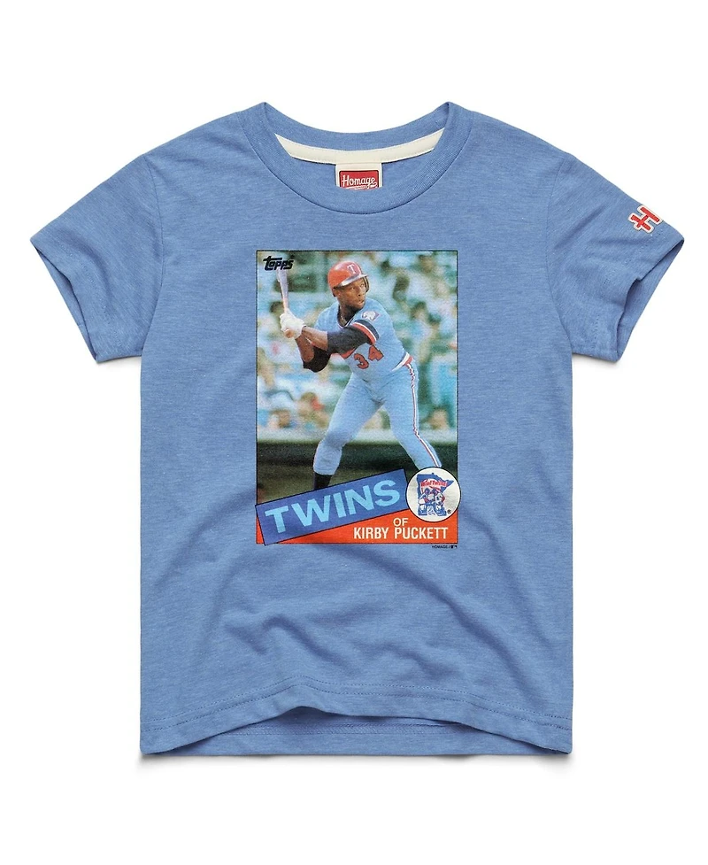 Homage Big Boys and Girls Kirby Puckett Light Blue Minnesota Twins Topps Baseball Card Tri-Blend T-Shirt