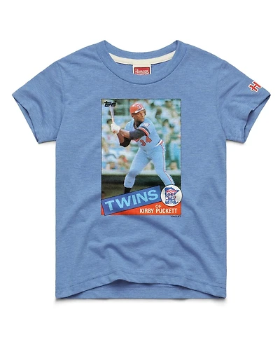 Homage Big Boys and Girls Kirby Puckett Light Blue Minnesota Twins Topps Baseball Card Tri-Blend T-Shirt