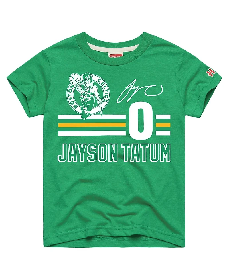 Homage Big Boys and Girls Jayson Tatum Kelly Green Boston Celtics Remix Signature Name Number Tri-Blend T-Shirt