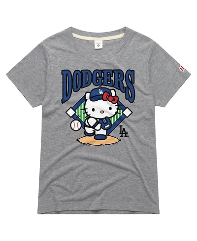 Homage Women's Gray Hello Kitty x Los Angeles Dodgers Pitch Tri-Blend T-Shirt