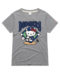 Homage Women's Gray Hello Kitty x Los Angeles Dodgers Pitch Tri-Blend T-Shirt