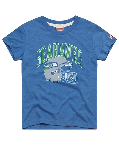 Homage Big Boys and Girls Royal Seattle Seahawks Retro Helmet Tri-Blend T-Shirt