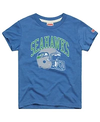 Homage Big Boys and Girls Royal Seattle Seahawks Retro Helmet Tri-Blend T-Shirt