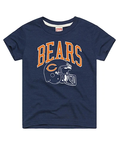 Homage Big Boys and Girls Navy Chicago Bears Helmet Retro Tri-Blend T-Shirt