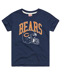 Homage Big Boys and Girls Navy Chicago Bears Helmet Retro Tri-Blend T-Shirt