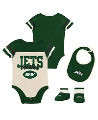 Outerstuff Boys and Girls New York Jets Up One 3 Piece Bodysuit Bib Booties Set