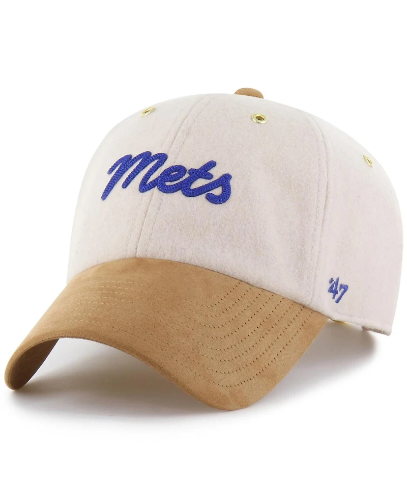 '47 Brand Men's x Natural/Tan New York Mets Script Charm Clean Up Adjustable Hat