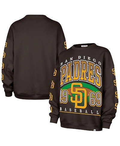 '47 Brand Women's Brown San Diego Padres Trendy Team Go Big Oversized Sweatshirt