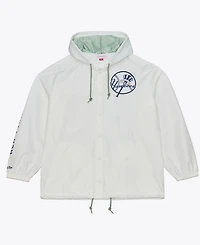 Mitchell & Ness Men's White New York Yankees Yacht Rock Coaches Full-Snap Hooded Windbreaker Jacket