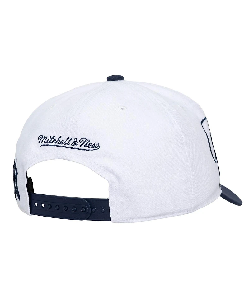 Mitchell & Ness Men's and Women's White/Navy New York Yankees Xl Script Pro Crown Adjustable Hat