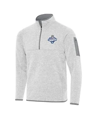 Antigua Men's Heather Gray Los Angeles Dodgers Back-to-Back World Series s Fortune Quarter-Zip Pullover Hoodie