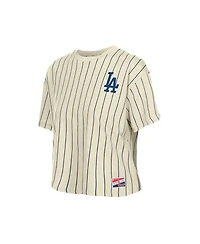 New Era Women's Cream Los Angeles Dodgers Throwback Boxy T-Shirt