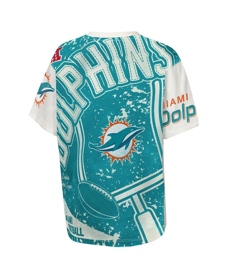 Outerstuff Big Boys and Girls Cream Miami Dolphins Top Player T-Shirt