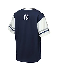 Outerstuff Big Boys and Girls Navy New York Yankees League Base Runner Ringer T-Shirt