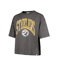 '47 Brand Women's Charcoal Pittsburgh Steelers Cropped Mindi Slub T-Shirt