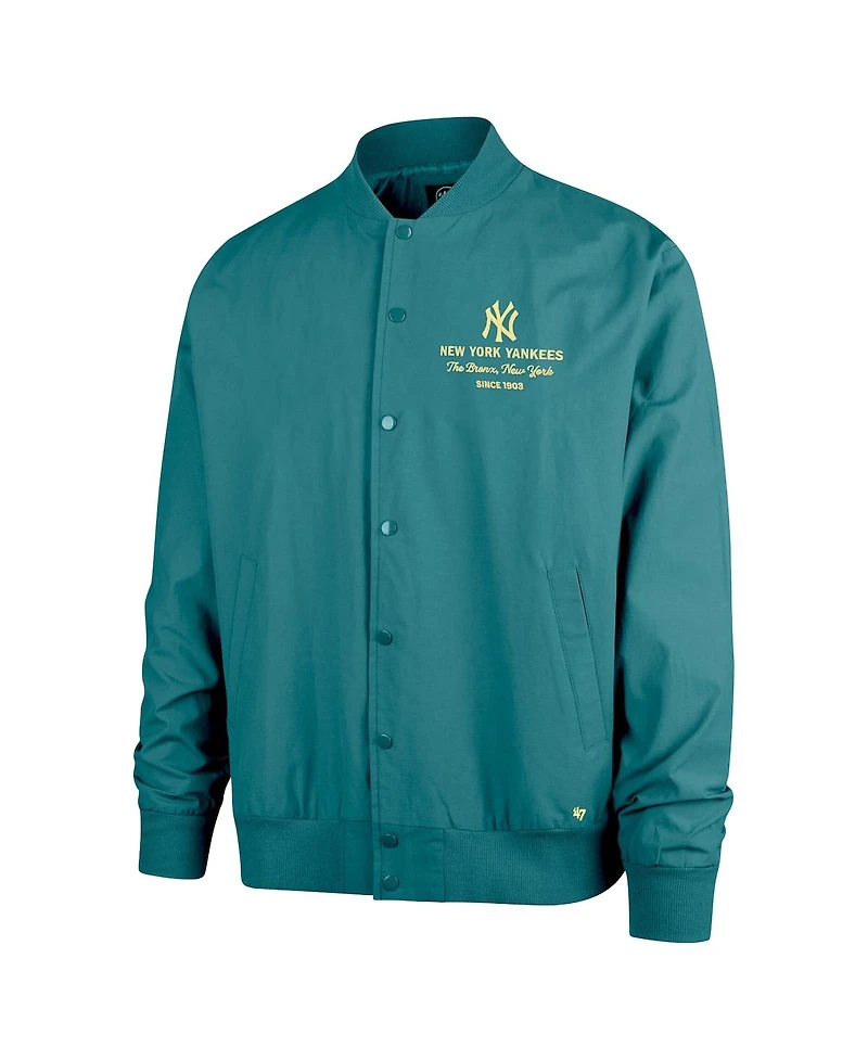 '47 Brand Men's Hunter Green New York Yankees Anderson Twill Full-Snap Bomber Jacket