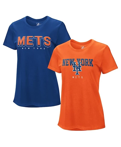 G-iii 4Her by Carl Banks Women's 2- Pack Royal/Orange New York Mets T-Shirt