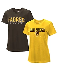 G-iii 4Her by Carl Banks Women's 2- Pack Brown/Gold San Diego Padres T-Shirt