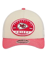 New Era Men's Natural Kansas City Chiefs Frayed M-Crown A-Frame 9FORTY Adjustable Hat