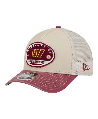 New Era Men's Natural Washington Commanders Frayed M-Crown A-Frame 9FORTY Adjustable Hat
