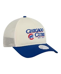 New Era Women's Light Beige/Royal Chicago Cubs Retro 9FORTY M-Crown A-Frame Trucker Adjustable Hat