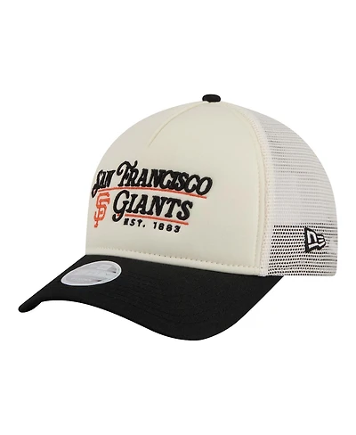 New Era Women's Light Beige/Black San Francisco Giants Retro 9FORTY M-Crown A-Frame Trucker Adjustable Hat