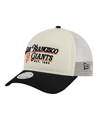 New Era Women's Light Beige/Black San Francisco Giants Retro 9FORTY M-Crown A-Frame Trucker Adjustable Hat