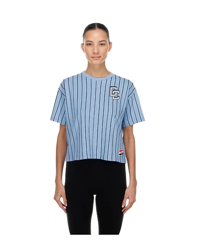 New Era Women's Light Blue Washington Nationals City Connect Throwback Meshback Pinstripe Boxy T-Shirt