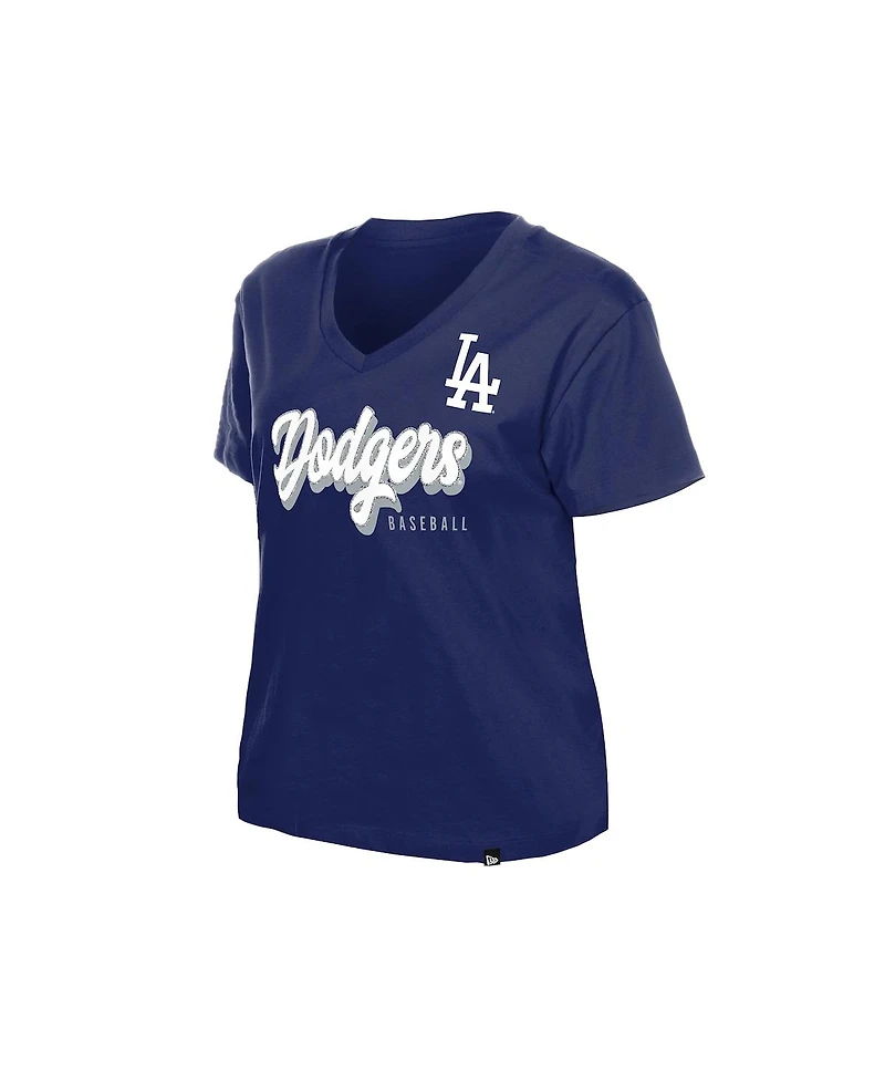 New Era Women's Royal Los Angeles Dodgers V-Neck T-Shirt
