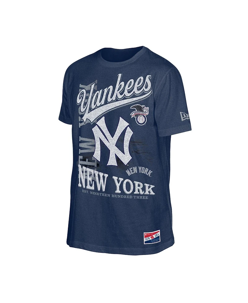 New Era Men's Navy York Yankees Oversized Throwback Distressed T-Shirt