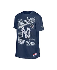 New Era Men's Navy York Yankees Oversized Throwback Distressed T-Shirt