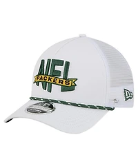 New Era Men's White Green Bay Packers Nfl 9FORTY A-Frame M-Crown Adjustable Trucker Hat