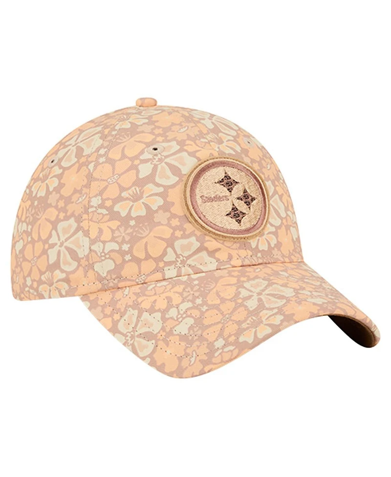 New Era Women's Tan Pittsburgh Steelers Floral 9TWENTY Adjustable Hat