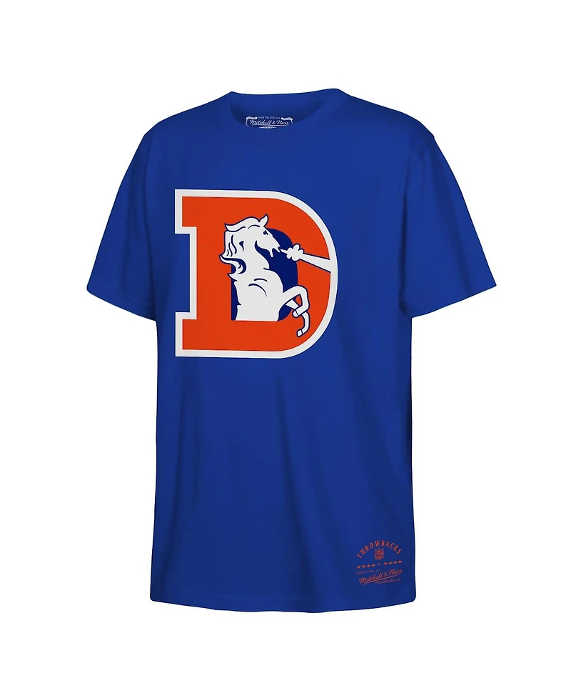 Mitchell & Ness Big Boys and Girls Royal Denver Broncos Retro Logo T-Shirt