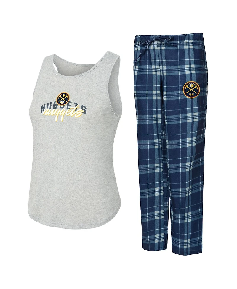 Concepts Sport Women's Navy/Heather Gray Denver Nuggets Regulate Tank Pant Set