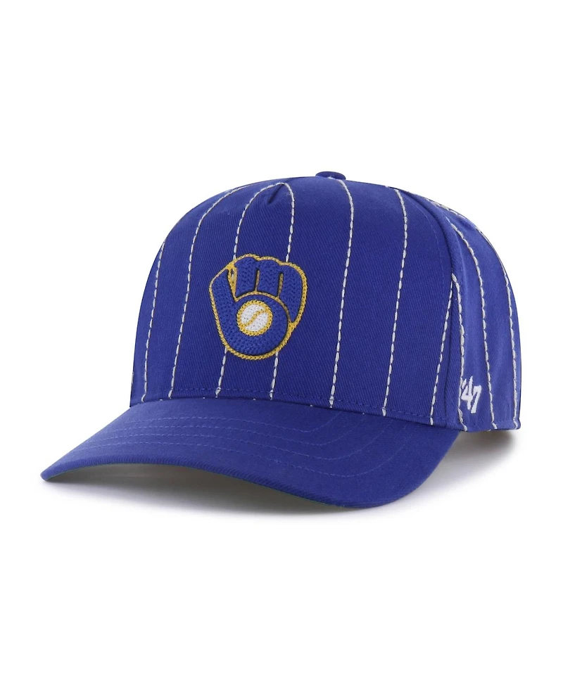 '47 Brand Men's x Rawlings Royal Milwaukee Brewers Pinstripe Hitch Adjustable Hat
