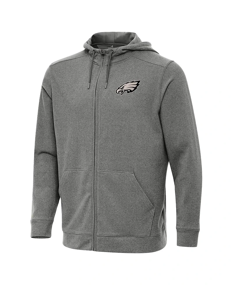 Antigua Men's Heather Black Philadelphia Eagles Effortless Full-Zip Hoodie Jacket