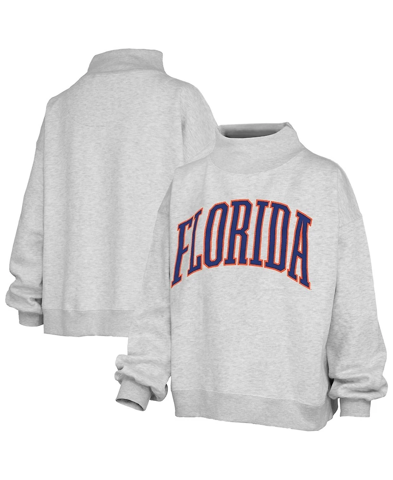 Pressbox Women's Heather Gray Florida Gators Oversized Nelson Mock Neck Sweatshirt